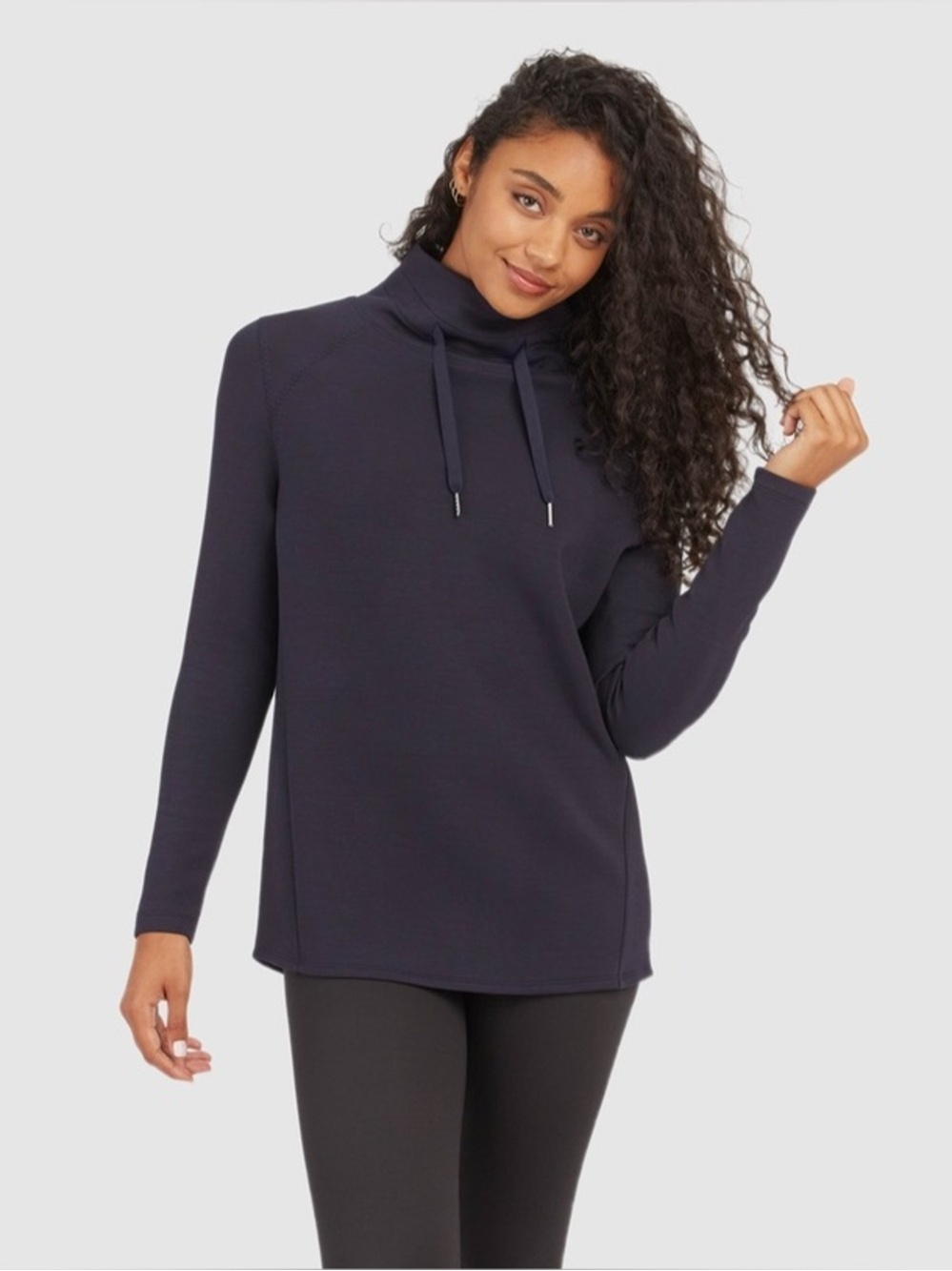 SPANX AirEssentials Got-Ya-Covered Pullover Sweater Navy Size XL Mock Neck Soft
